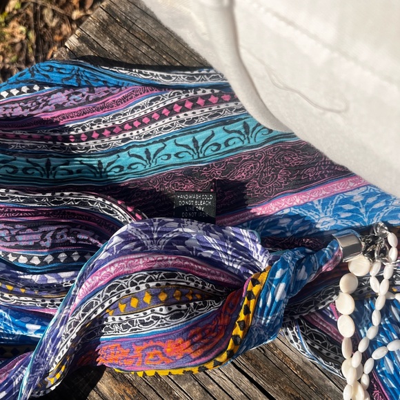 BEADED BEAUTIFUL MULTICOLORED PALM LEAF HEAD SCARF WRAP SHOULDER WRAP HEAD WRAP - Picture 7 of 7